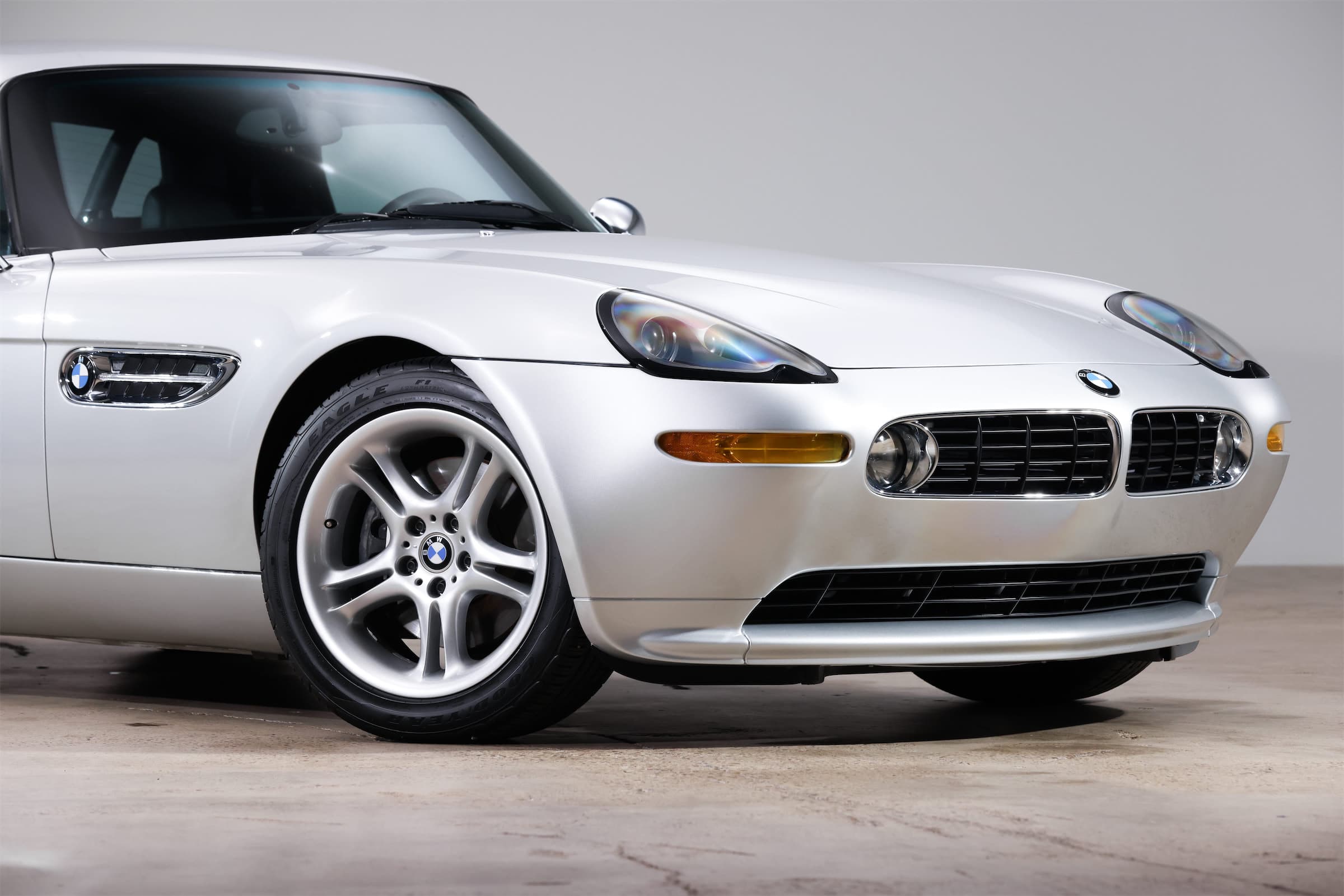 Silver BMW Z8 in the studio
