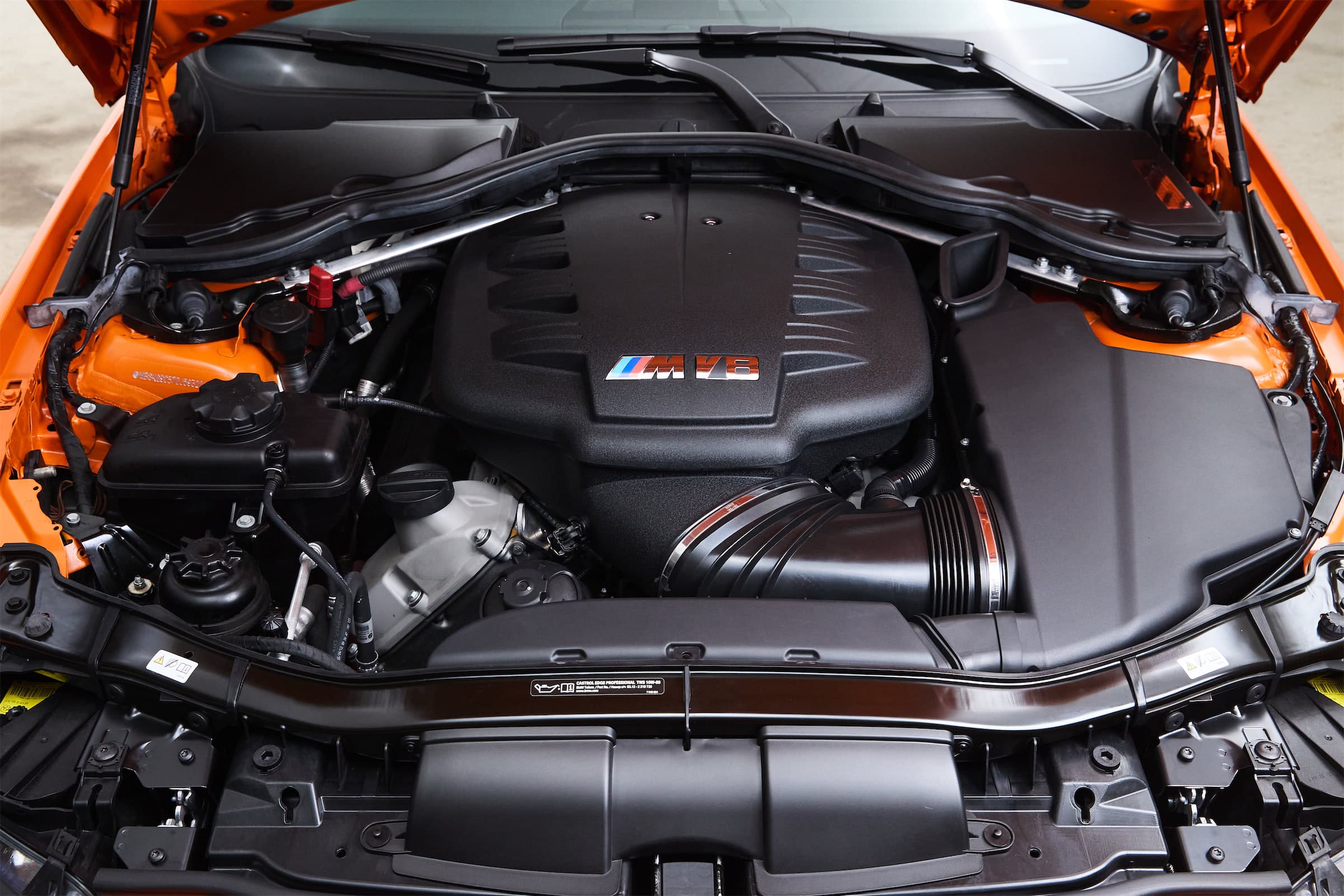 BMW M V8 engine bay during rejuvenation