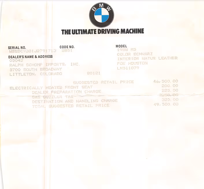 1988 BMW E28 M5 - Image 122